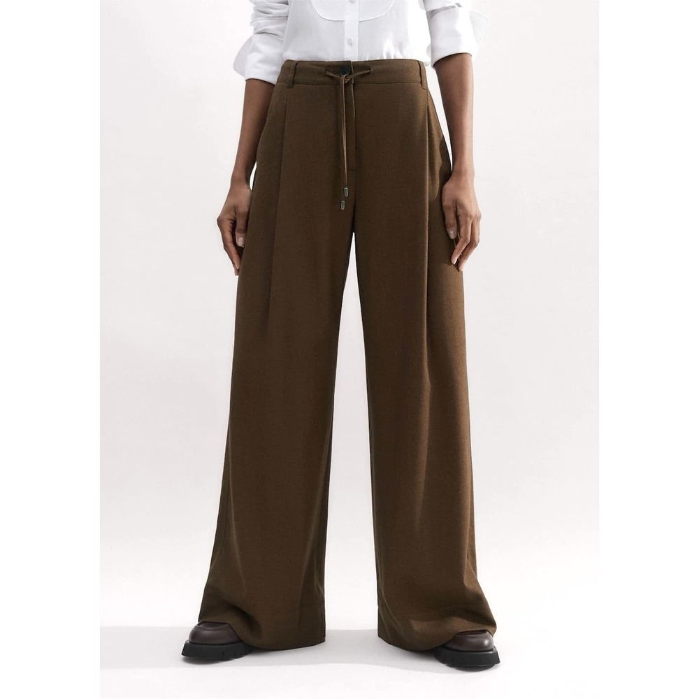 ME+EM Relaxed Drawcord Man Pant Italian Flannel Wide Leg Deep Camel Brown 8